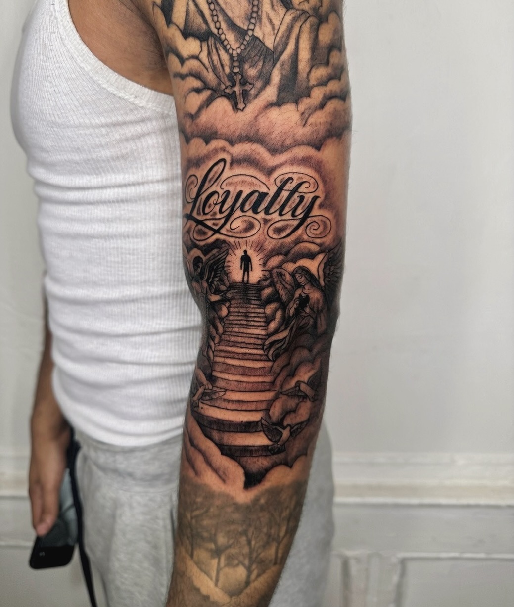 Tattoo by @inkbyjayye β lettering_script, black_and_grey