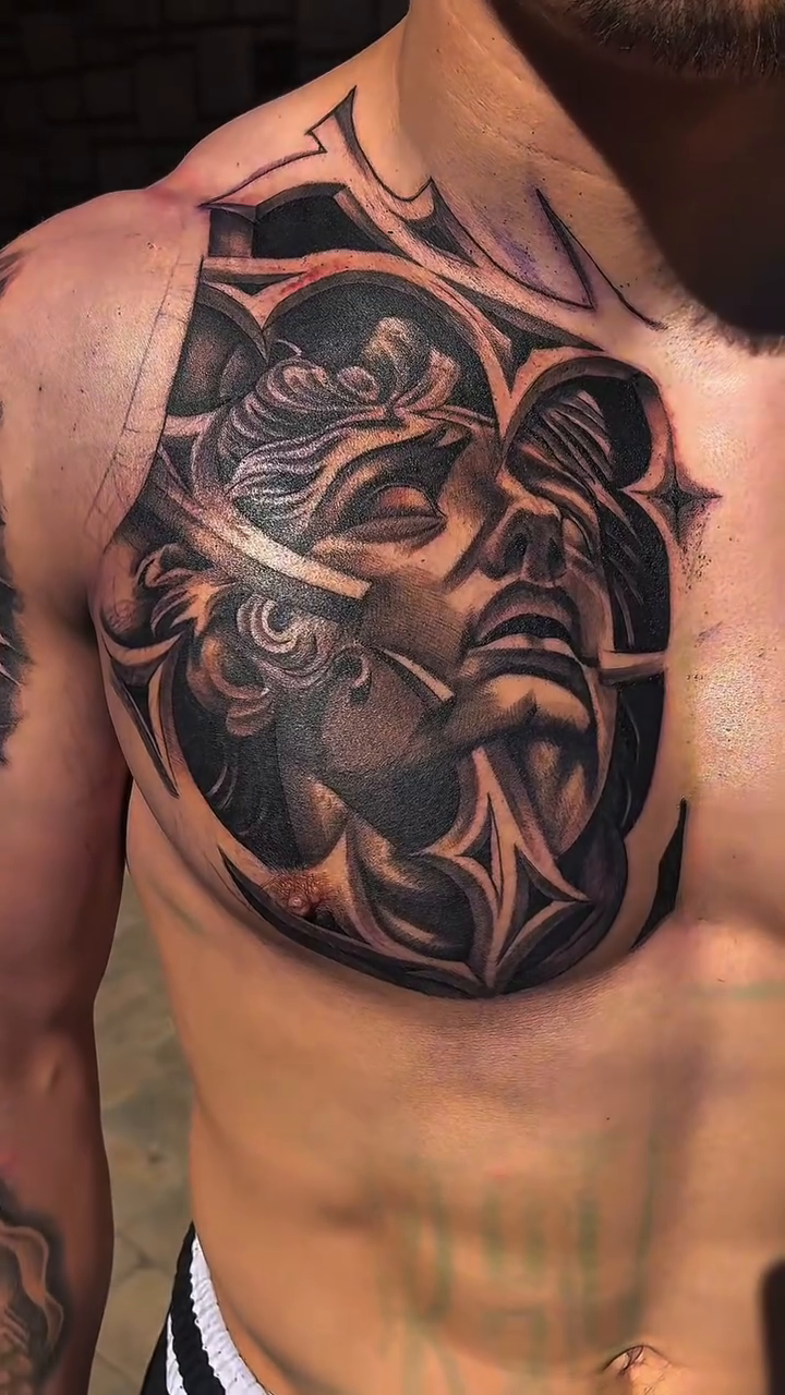 Tattoo by @n0face.j — black_and_grey, realism