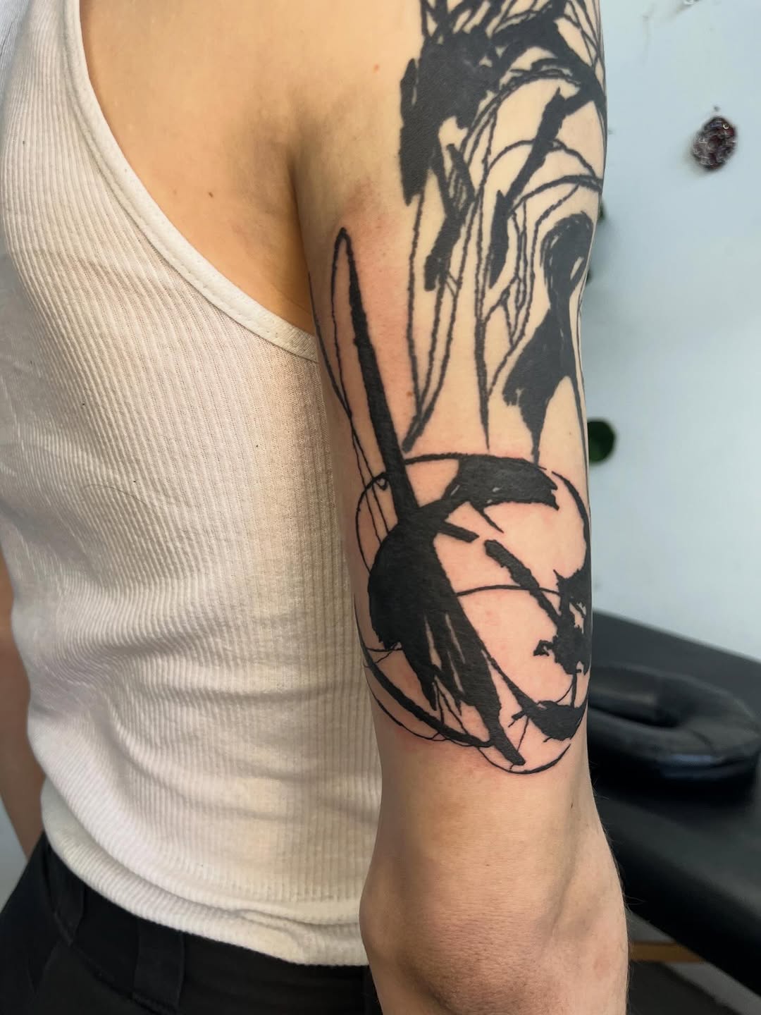 Tattoo by @godsfirmgrip — blackwork, illustrative