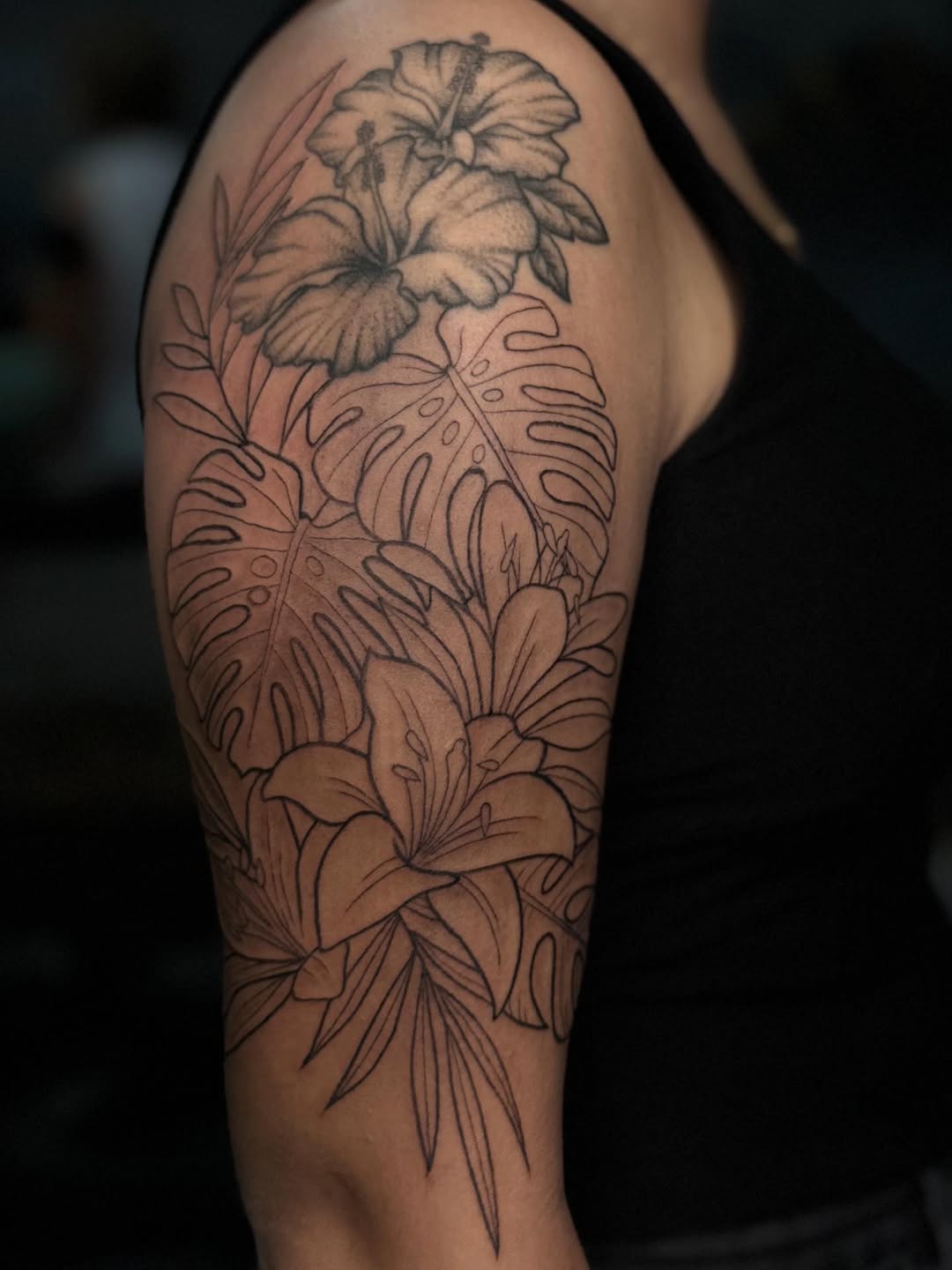 Tattoo by @tinarosetattoos — illustrative, black_and_grey