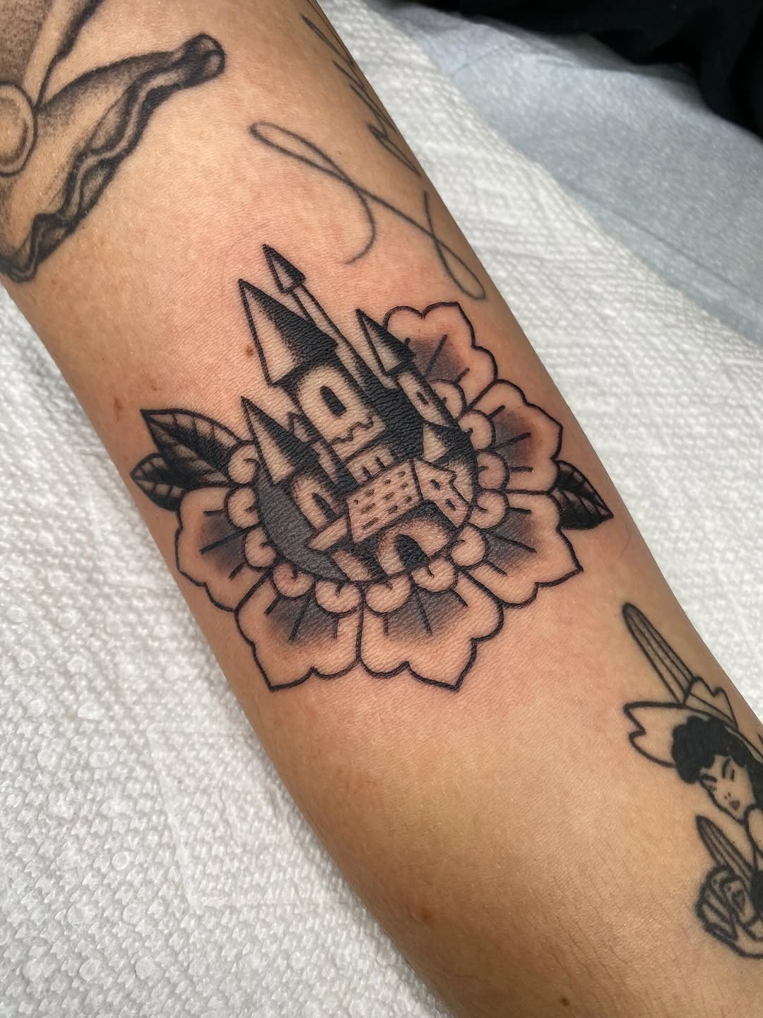 Tattoo by @morgana.sutherland — american_traditional, black_and_grey