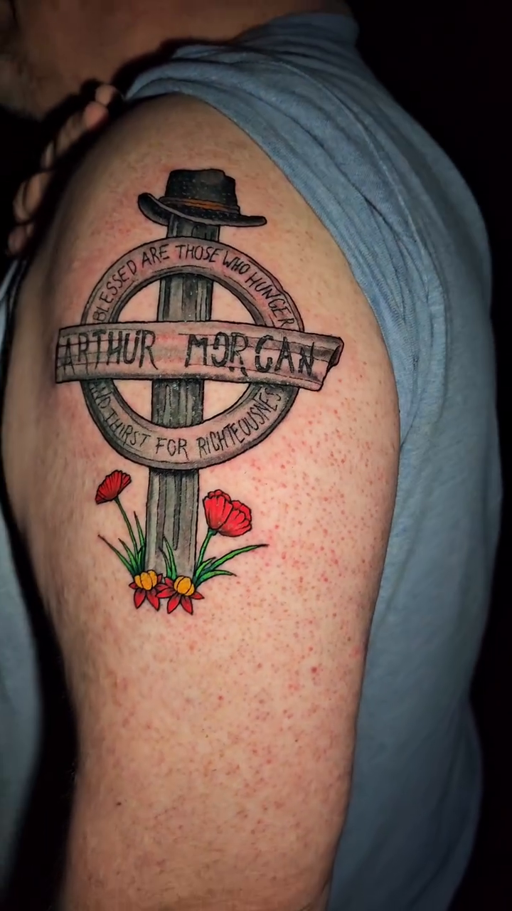 Tattoo by @ashweetattoo — lettering_script, realism