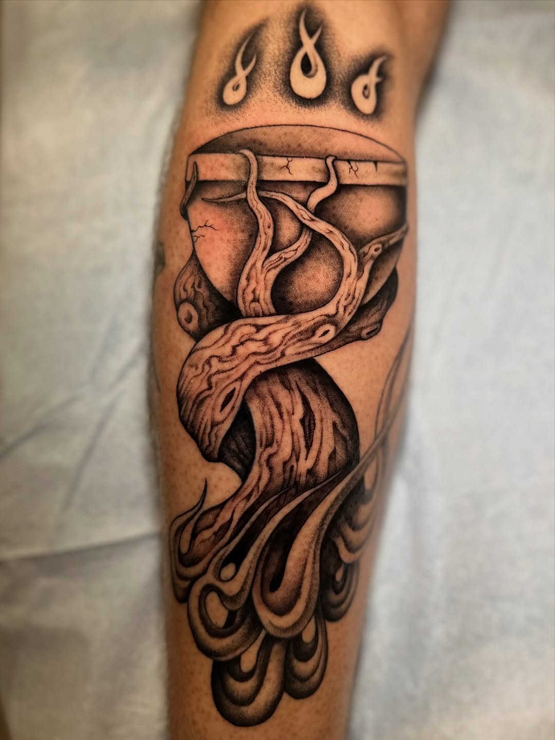 Tattoo by @jaredsharp.ink — black_and_grey, dotwork