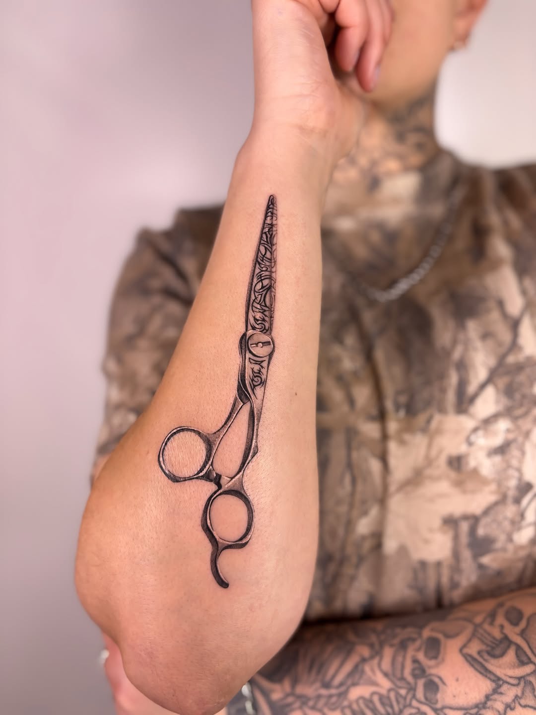Tattoo by @ao.tats — black_and_grey, lettering_script