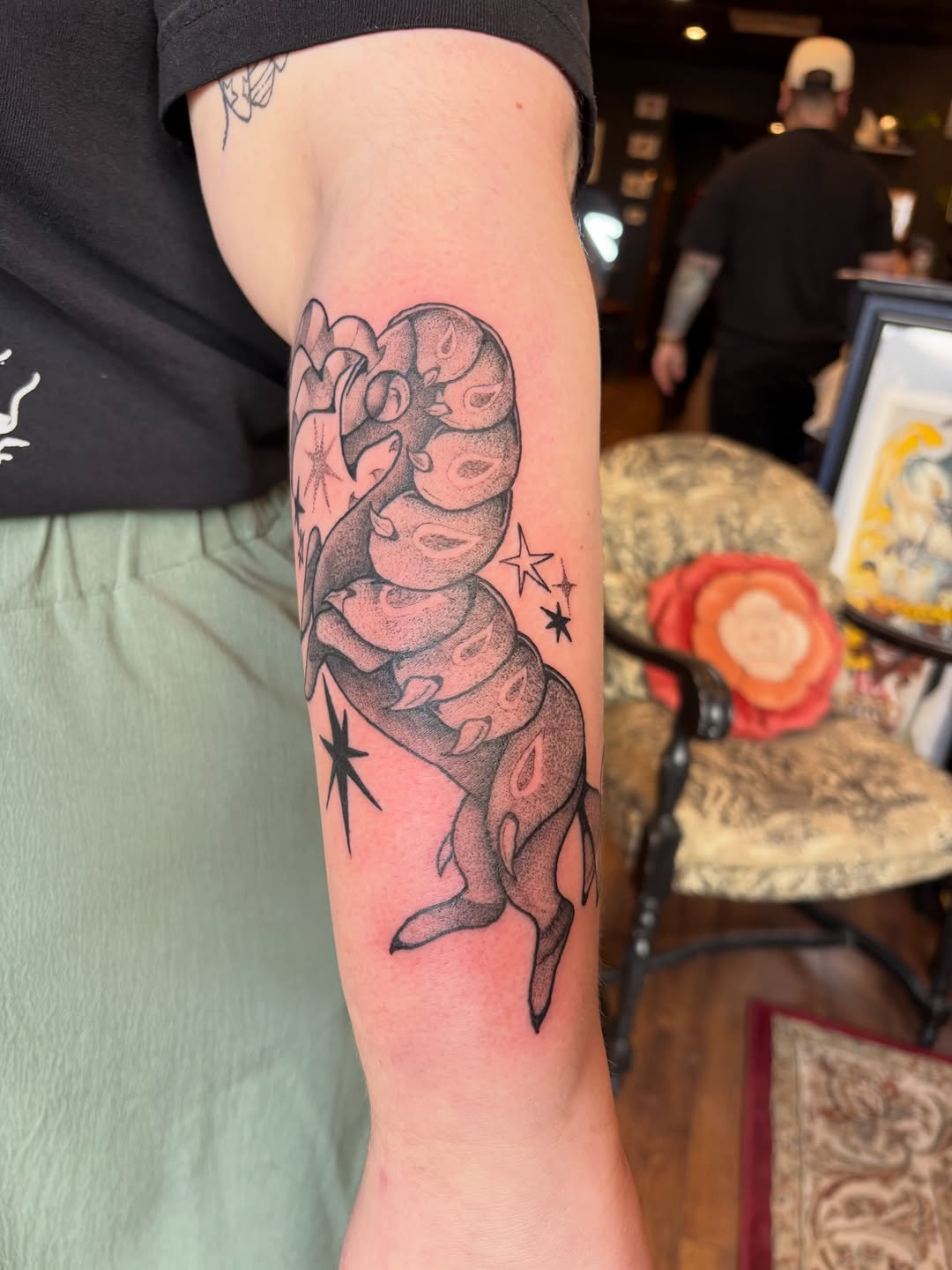 Tattoo by @birchbeast — dotwork, black_and_grey