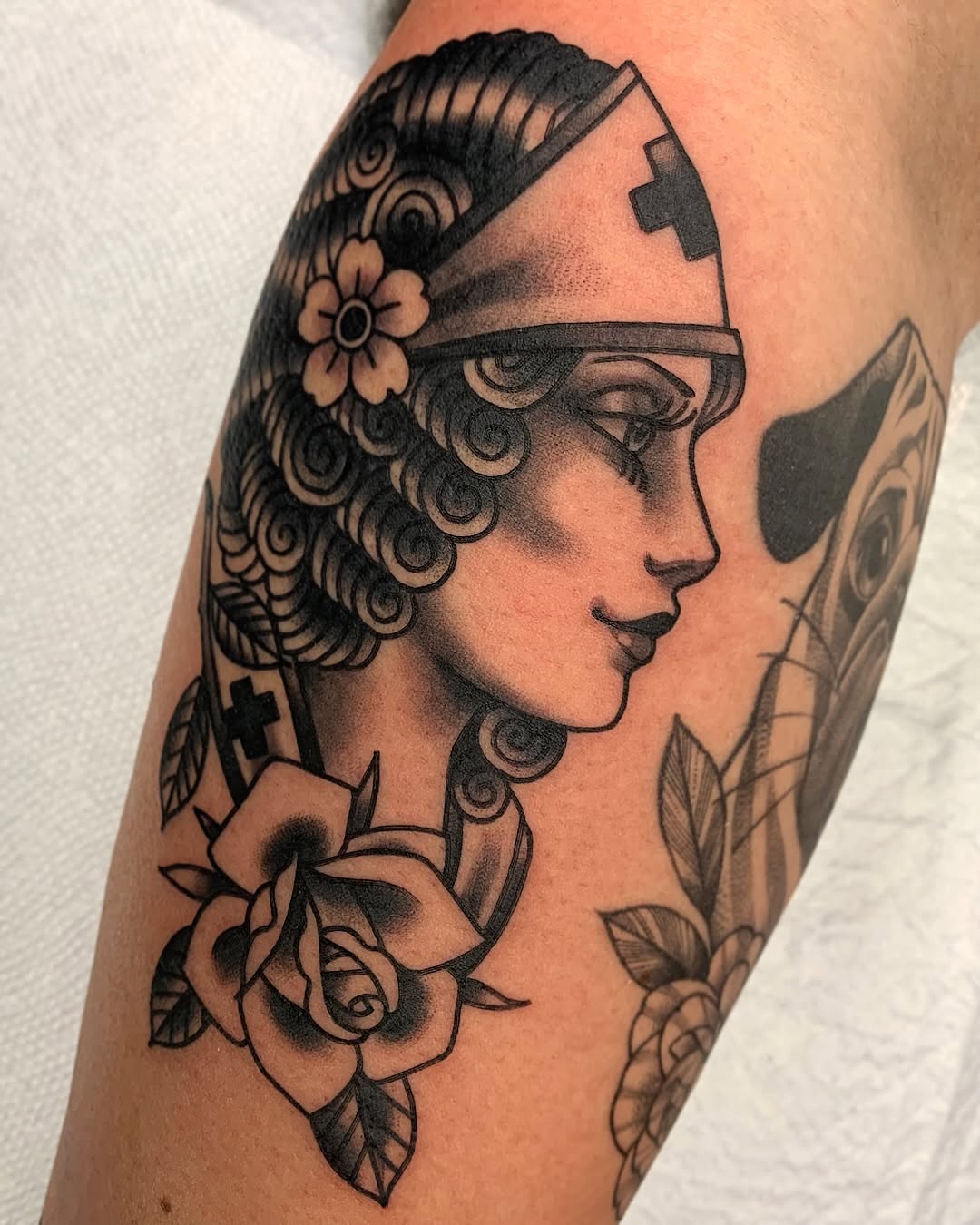 Tattoo by @shelbytattoos — american_traditional, black_and_grey