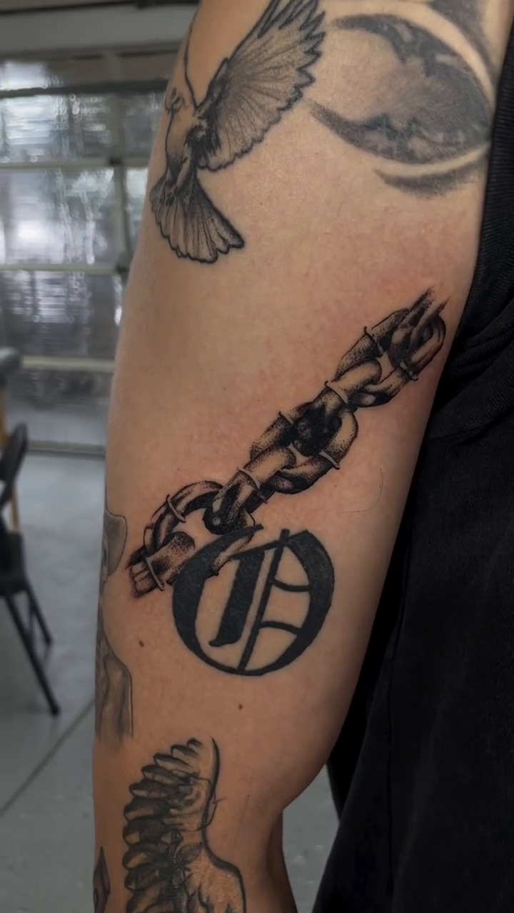 Tattoo by @mikey.ramz — blackwork, geometric