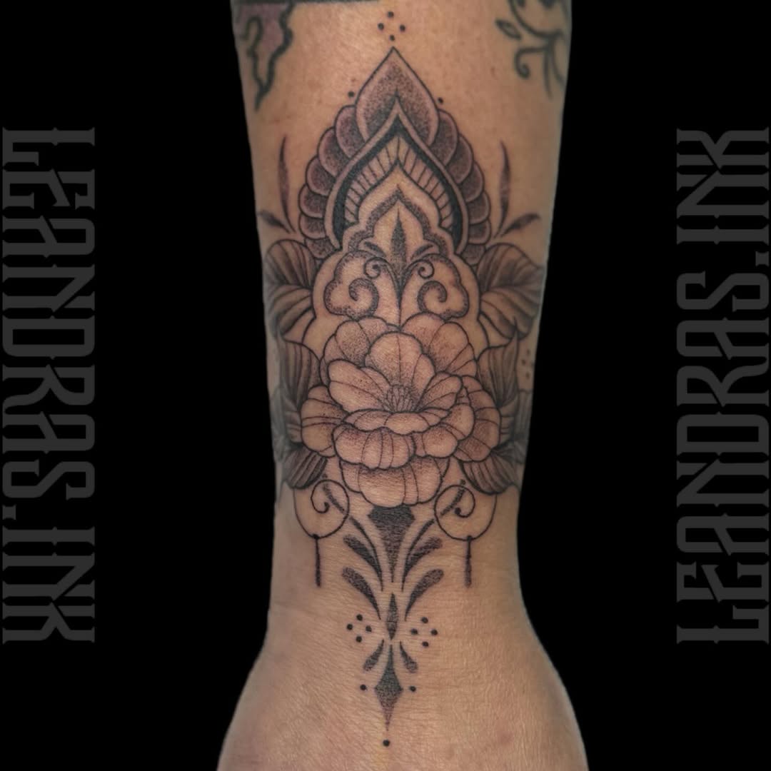 Tattoo by @leandras.ink — ornamental, dotwork