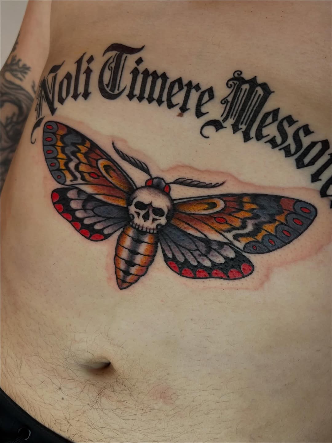 Tattoo by @paultrimbletattoo — lettering_script, neo_traditional