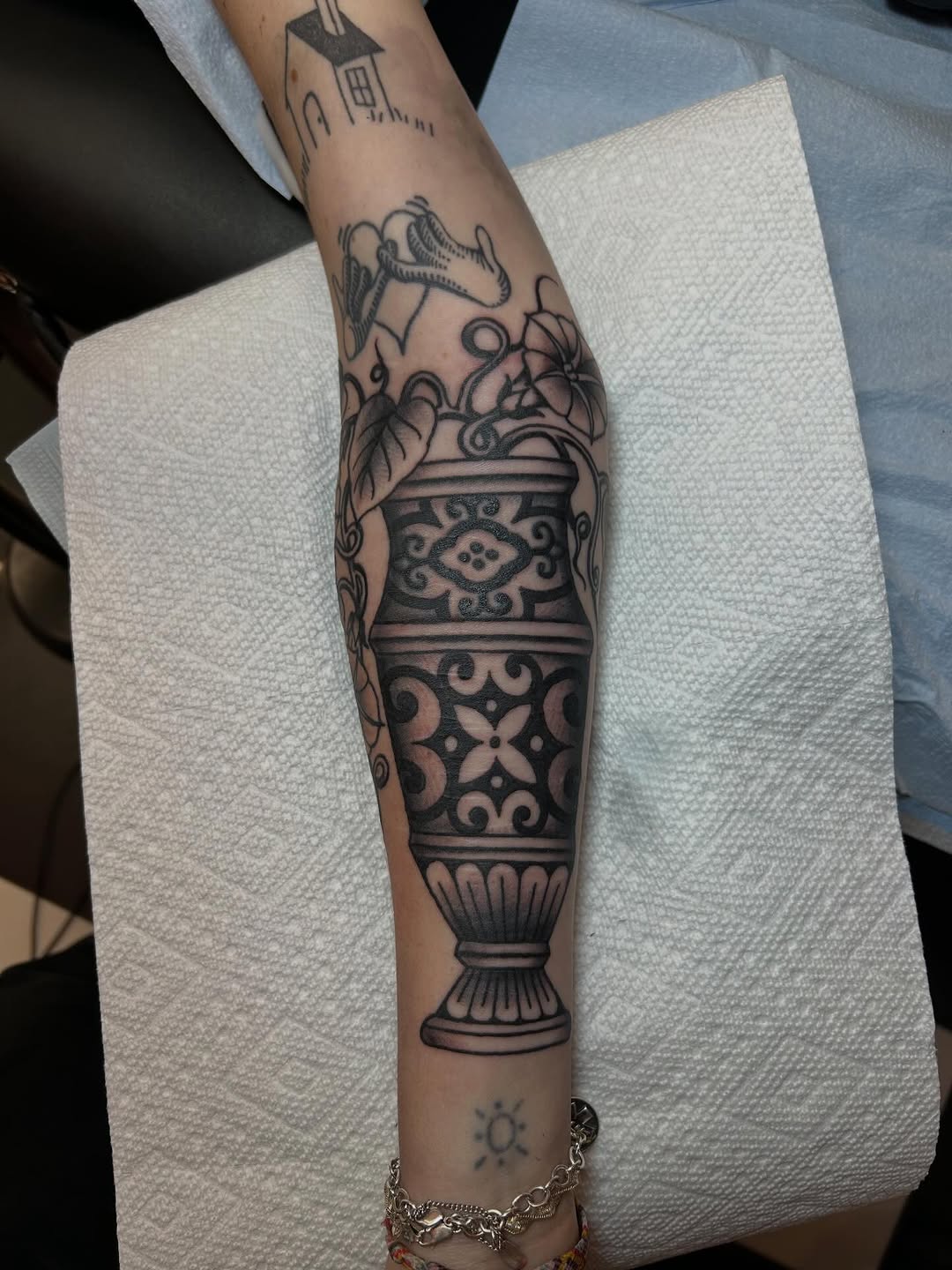 Tattoo by @paultrimbletattoo — black_and_grey, ornamental
