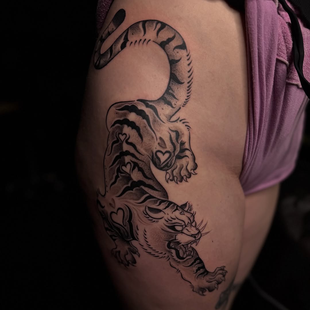 Tattoo by @ambergram_chicago — neo_traditional, black_and_grey