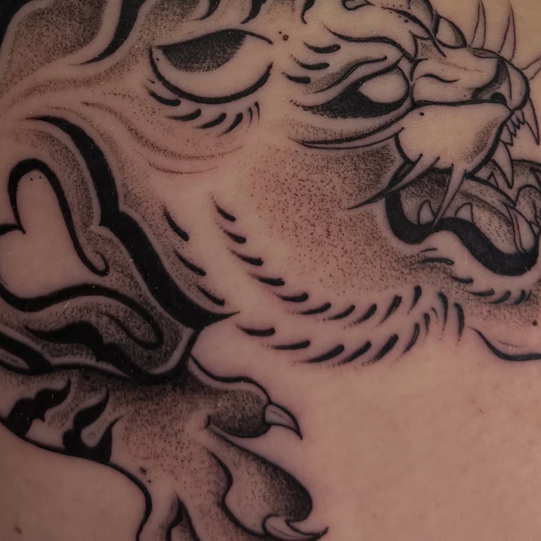 Tattoo by @ambergram_chicago — black_and_grey, dotwork