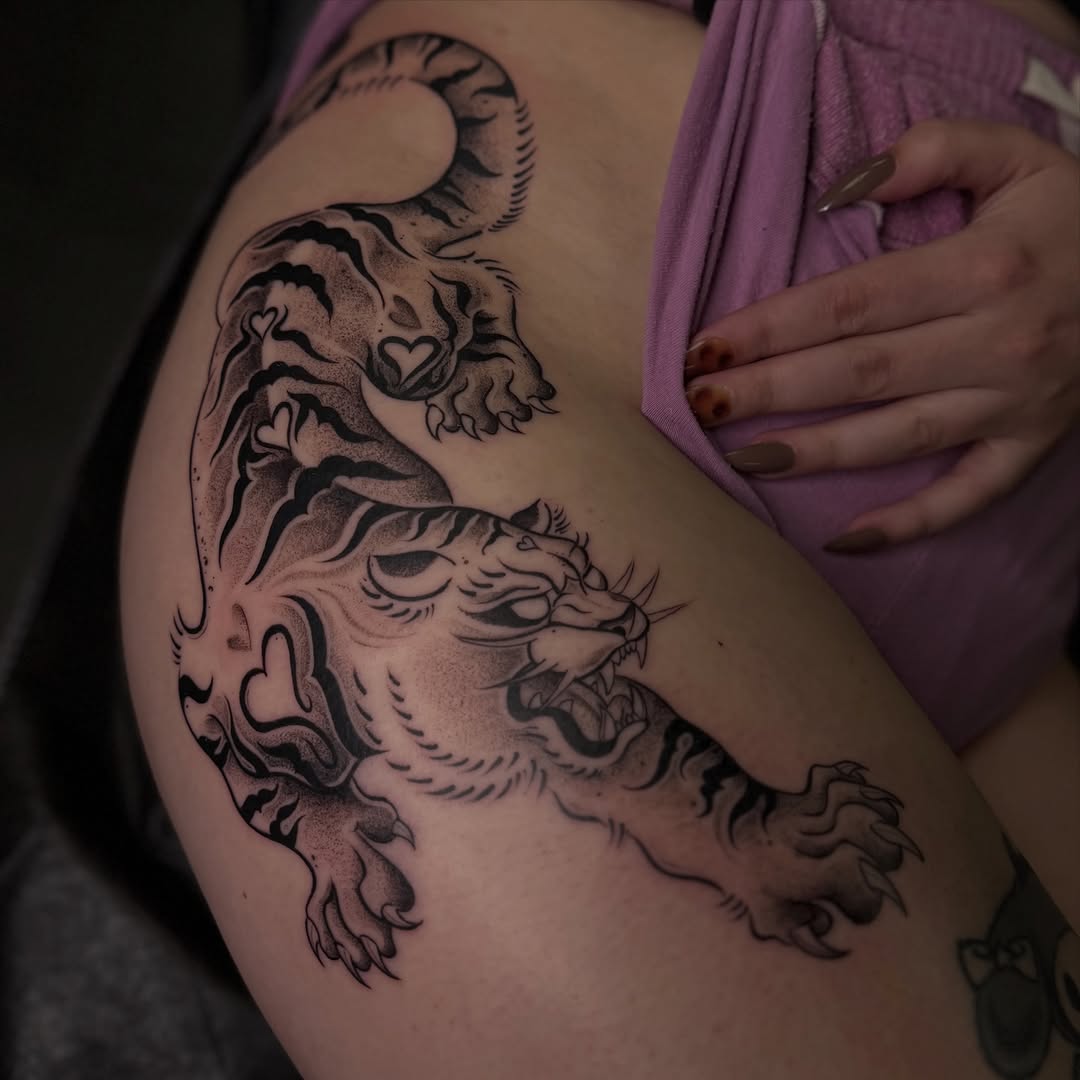 Tattoo by @ambergram_chicago — american_traditional, black_and_grey