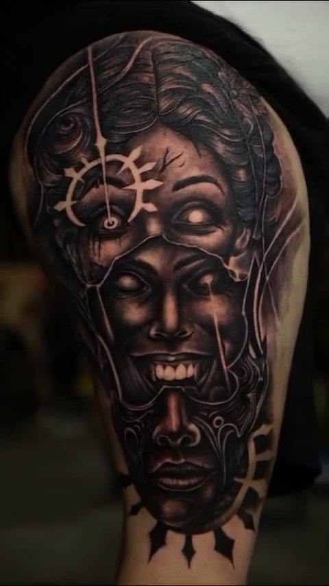 Tattoo by @greytatto_93 — dark_realism, black_and_grey
