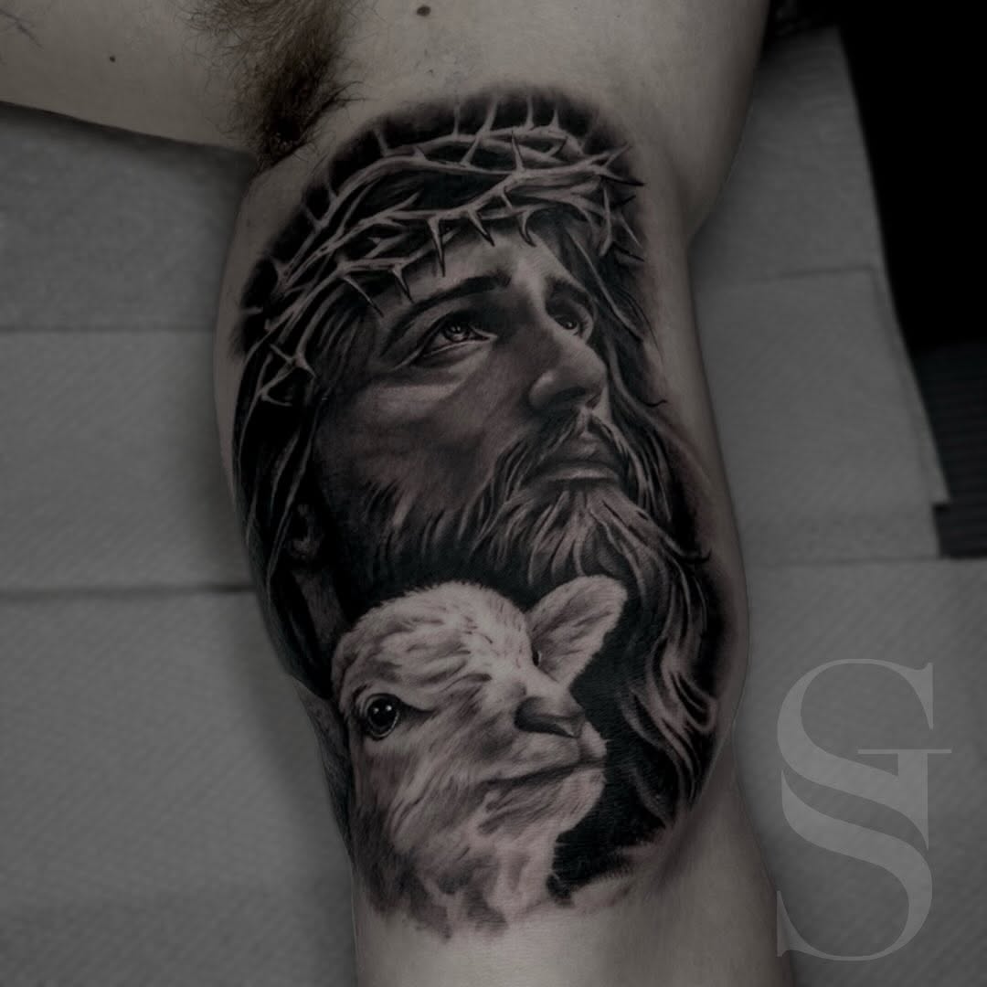 Tattoo by @sir_george_tattoo — realism, black_and_grey