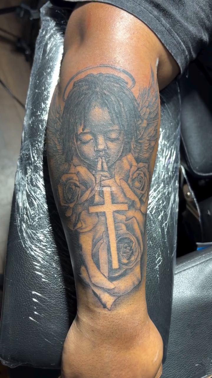 Tattoo by @tatsbyglo — black_and_grey, realism