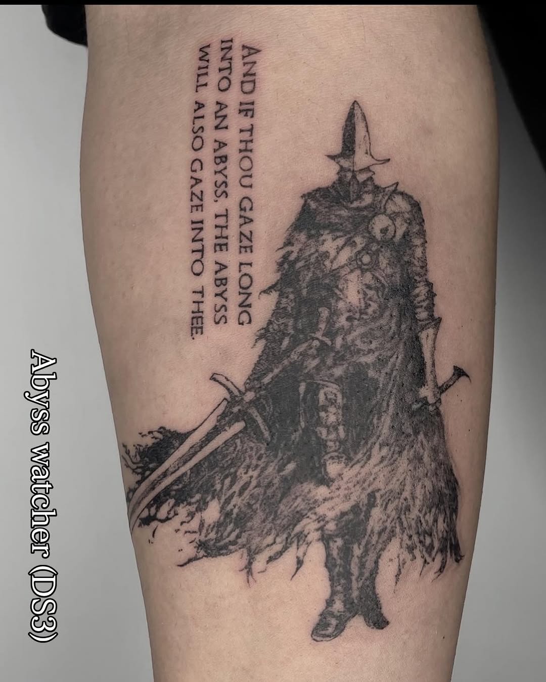 Tattoo by @la13va_tear — black_and_grey, lettering_script