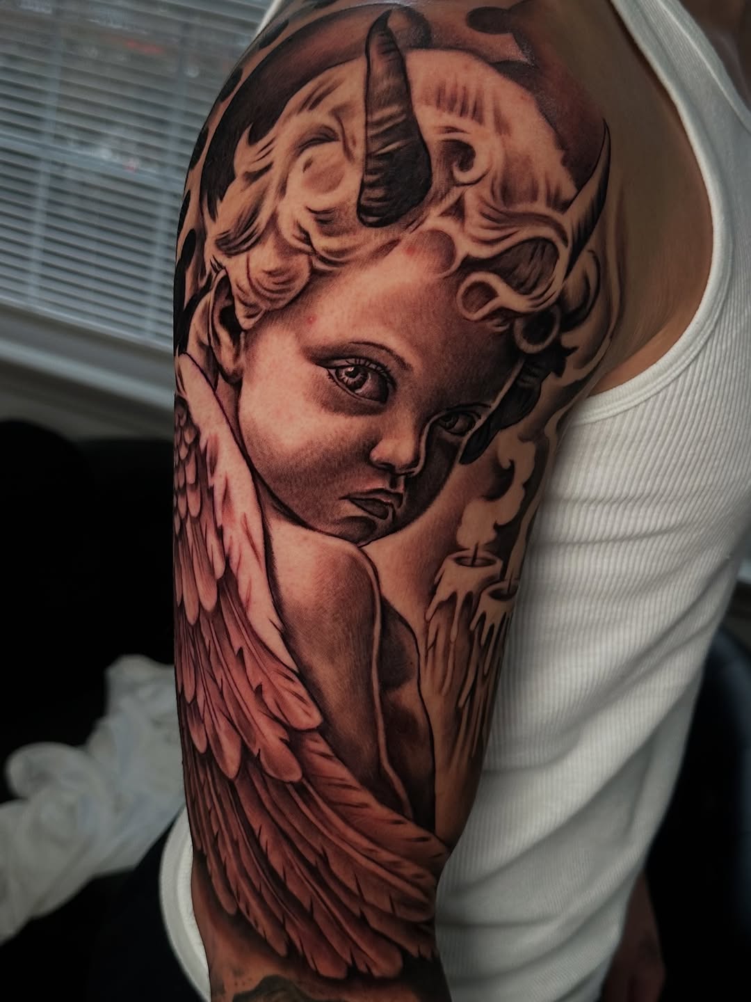 Tattoo by @artofshadow โ realism, black_and_grey