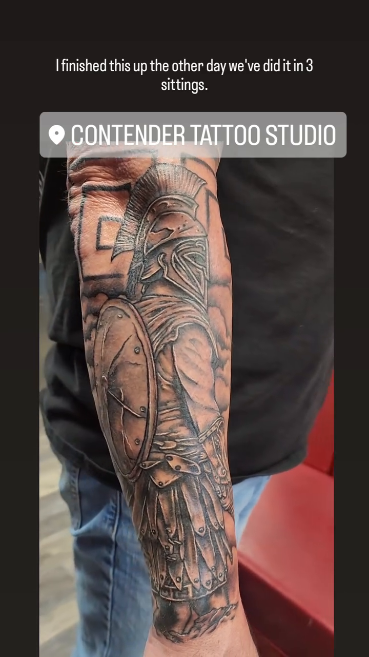 Tattoo by @chosen1.404 — black_and_grey, illustrative