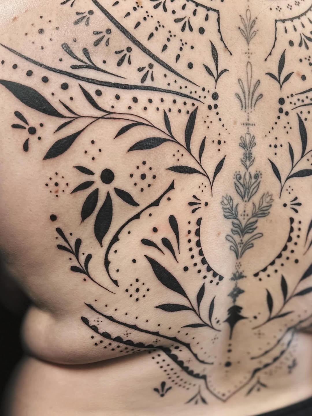 Tattoo by @shroomgrrrl — ornamental, dotwork