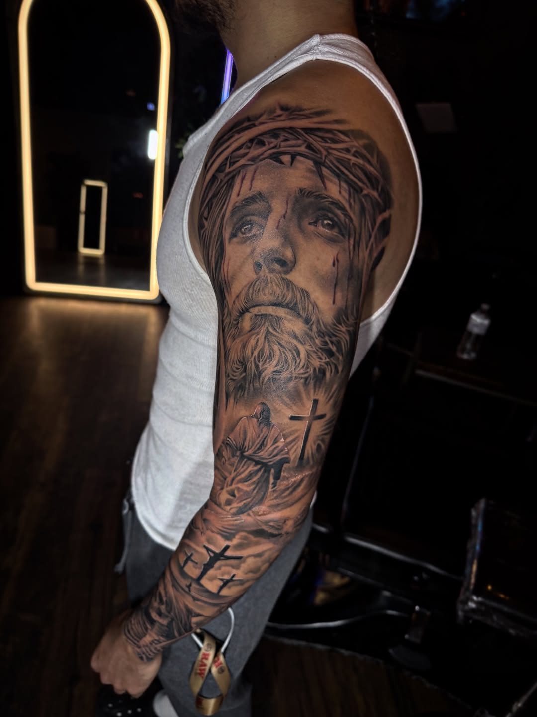 Tattoo by @jevonglascotattoos — realism, black_and_grey