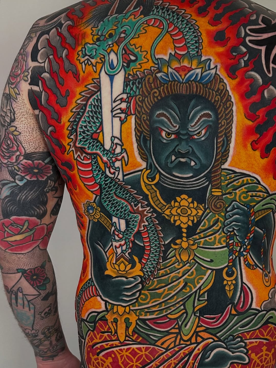 Tattoo by @fleshbrush_ — japanese_irezumi, black_and_grey