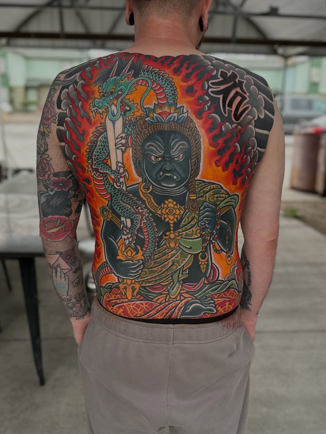 Tattoo by @fleshbrush_ — japanese_irezumi, black_and_grey