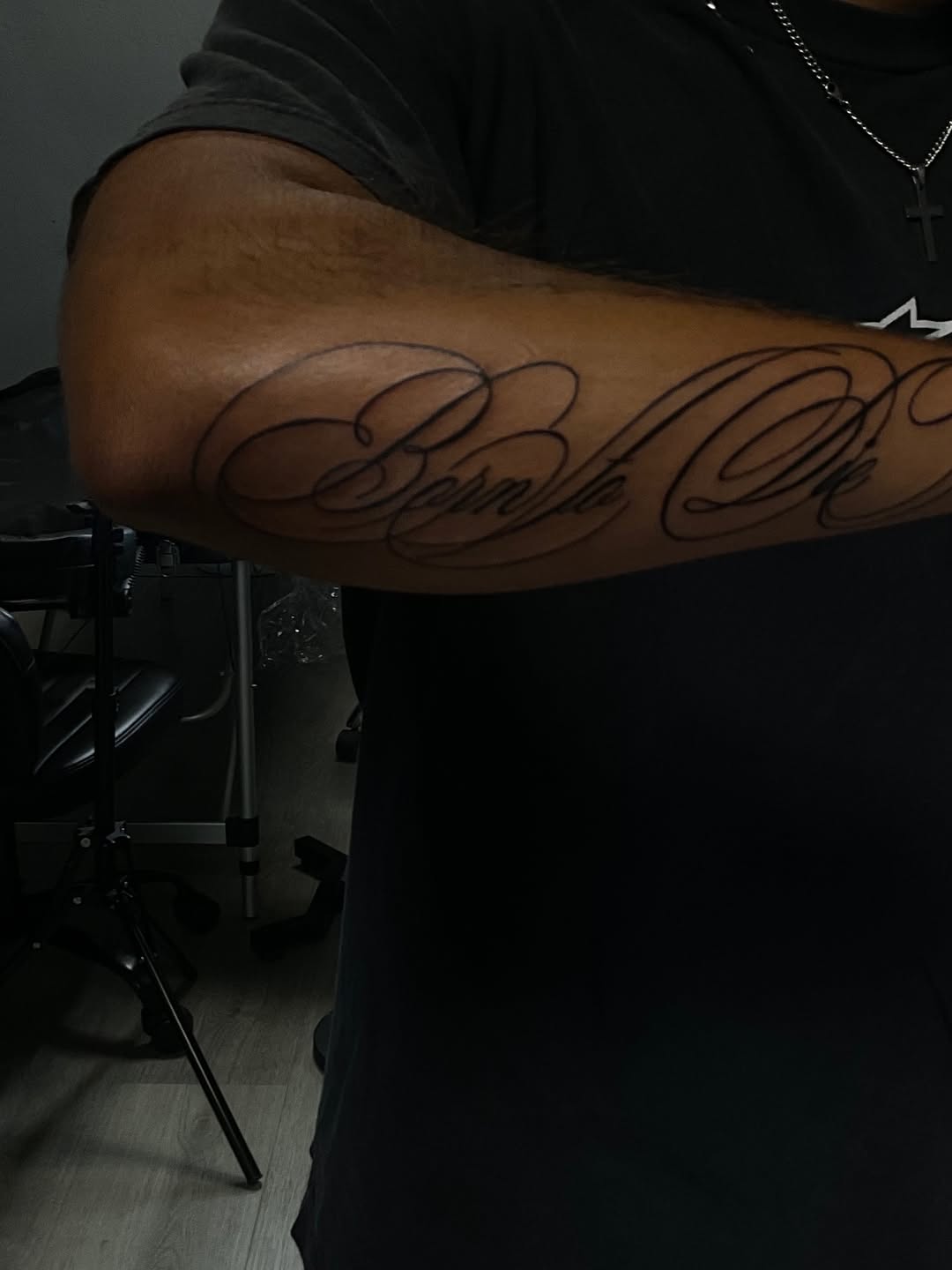 Tattoo by @lupita_inkk — lettering_script, fine_line