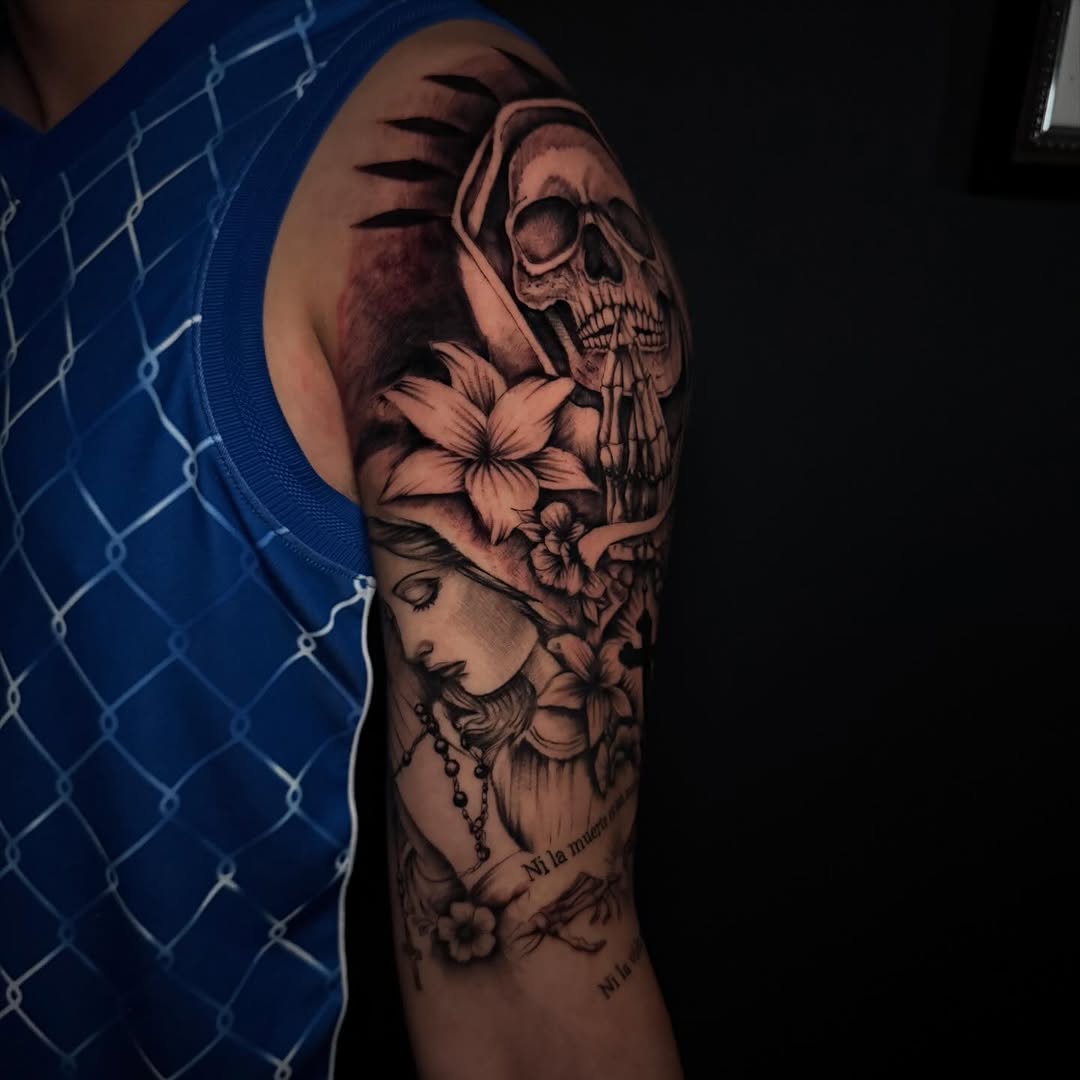 Tattoo by @rex.ink98 — black_and_grey, realism