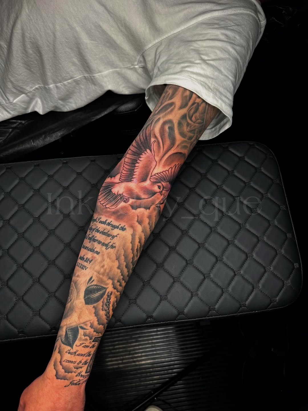Tattoo by @inkedby_que — black_and_grey