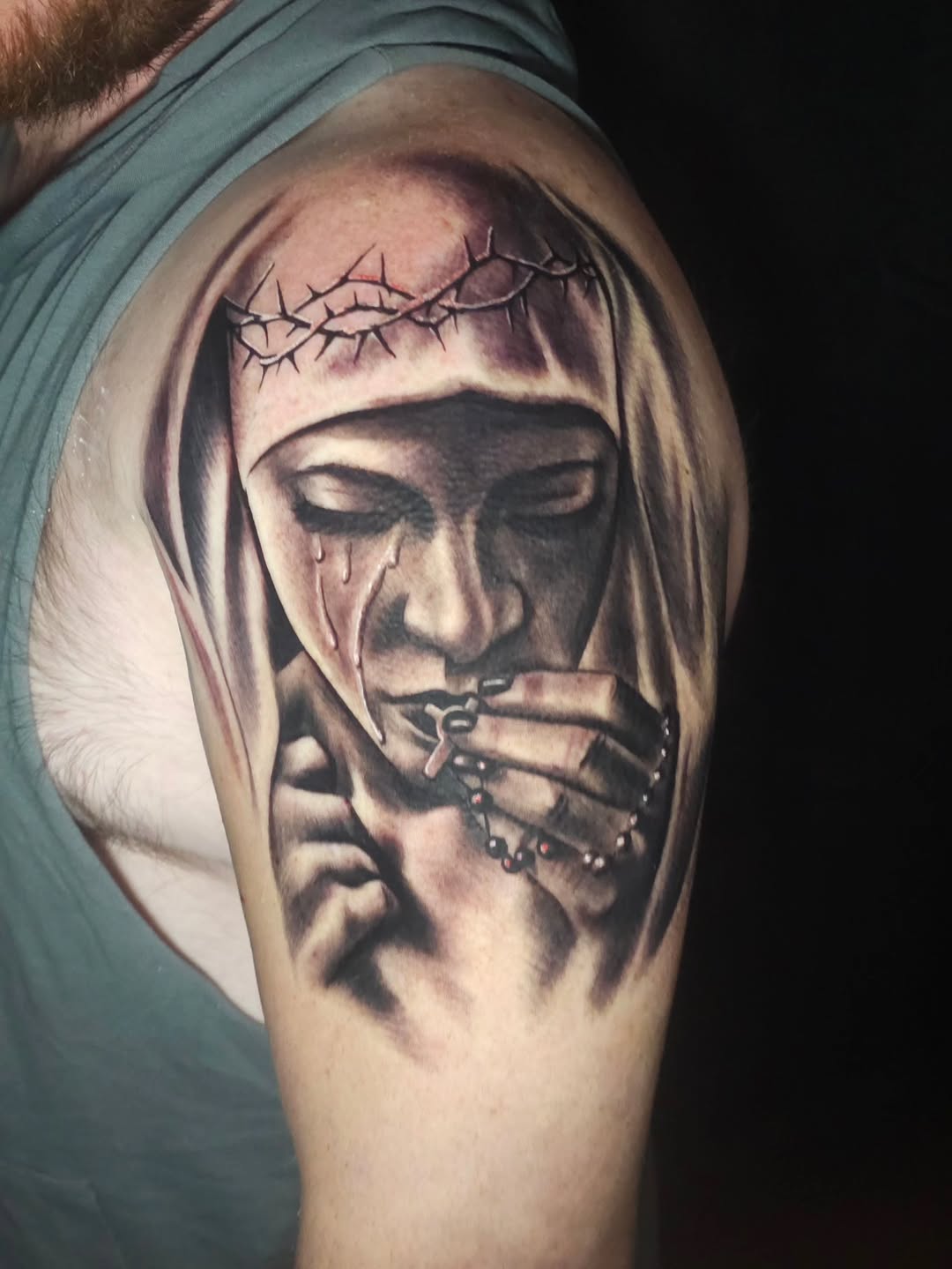 Tattoo by @fromthefiretattoo605 — realism, black_and_grey