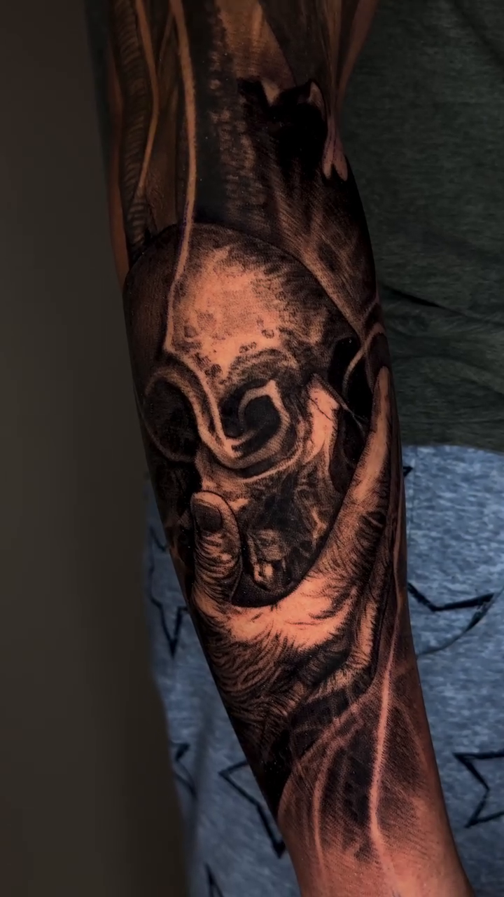 Tattoo by @inkbytrav — realism, dark_realism