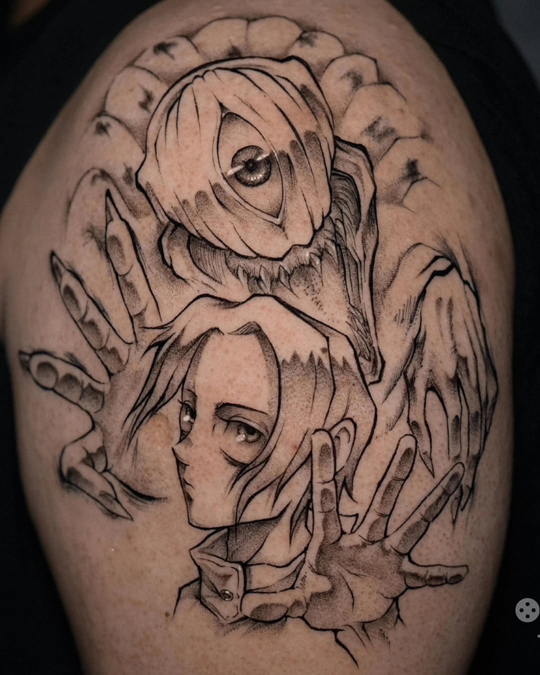 Tattoo by @h.inkz β anime, dotwork