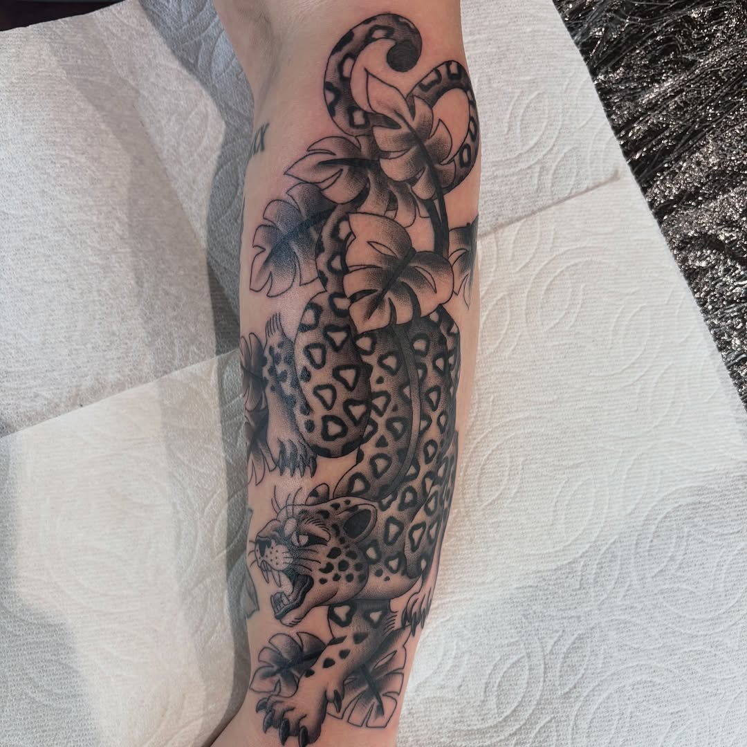 Tattoo by @fortunate_flesh — illustrative, black_and_grey