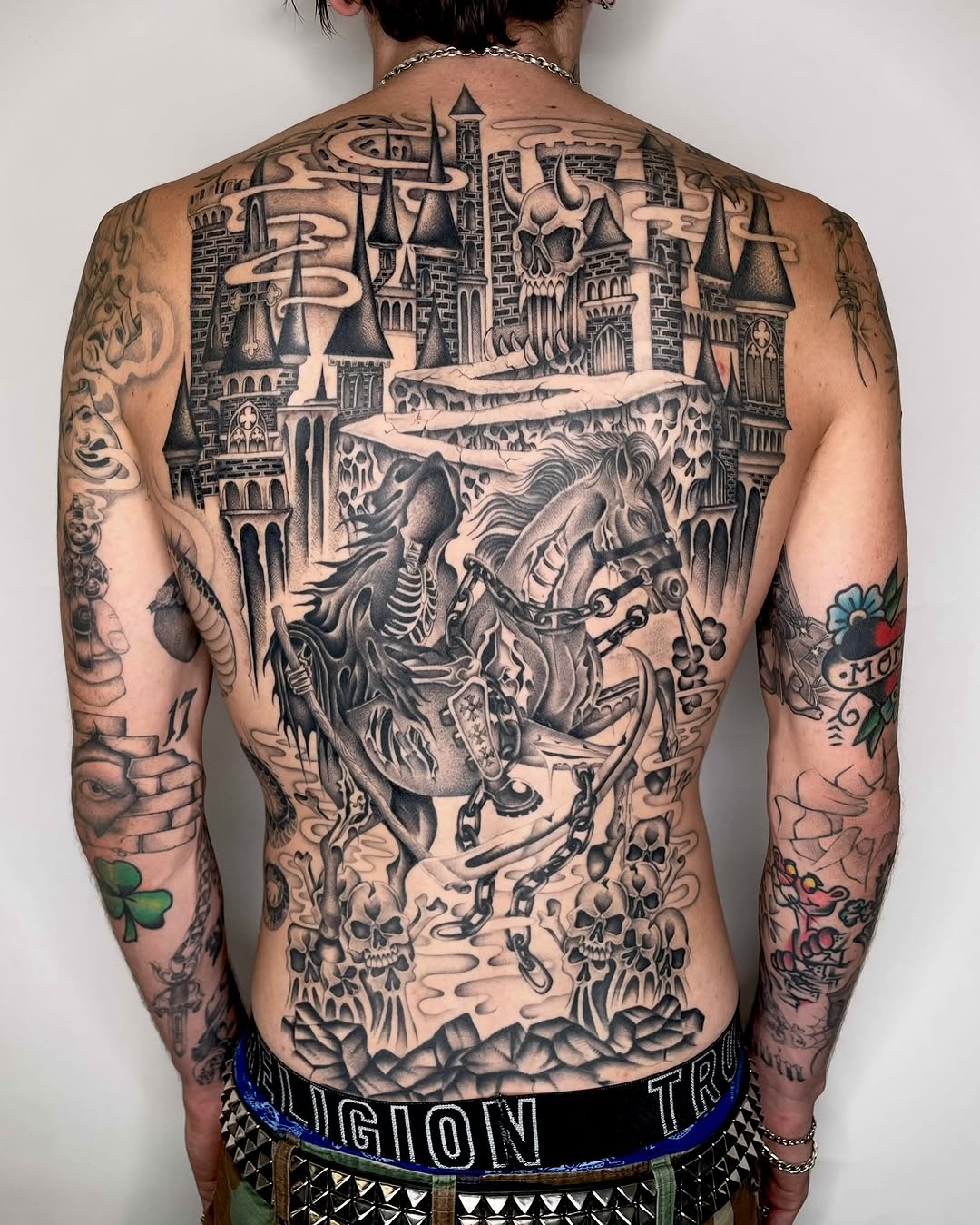 Tattoo by @tattedbypoison — blackwork, black_and_grey