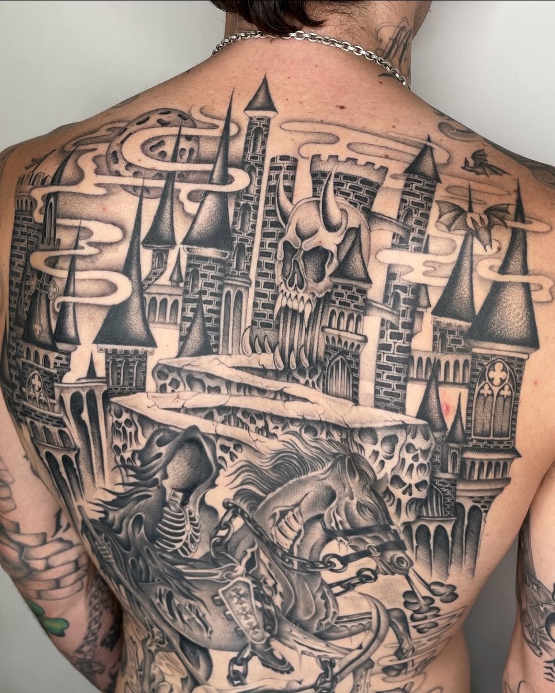 Tattoo by @tattedbypoison — dark_realism, blackwork