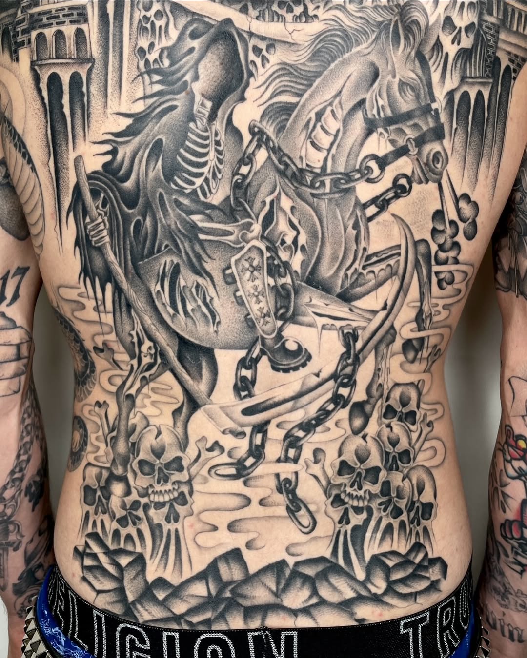 Tattoo by @tattedbypoison — blackwork, dark_realism