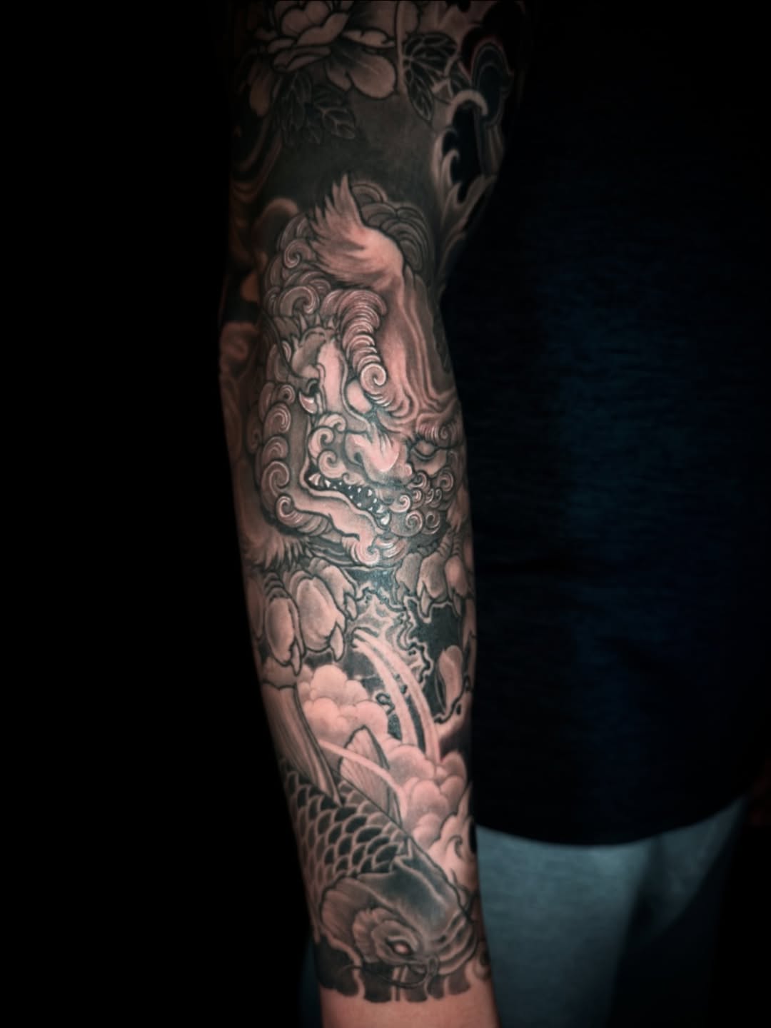 Tattoo by @tiantattooart — japanese_irezumi, black_and_grey