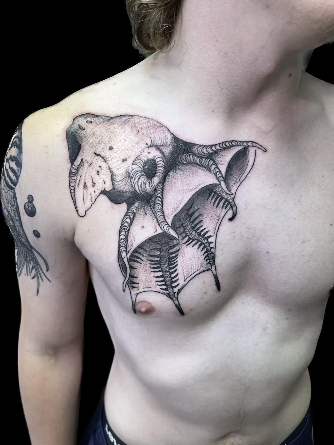 Tattoo by @killgore.ink — blackwork, illustrative