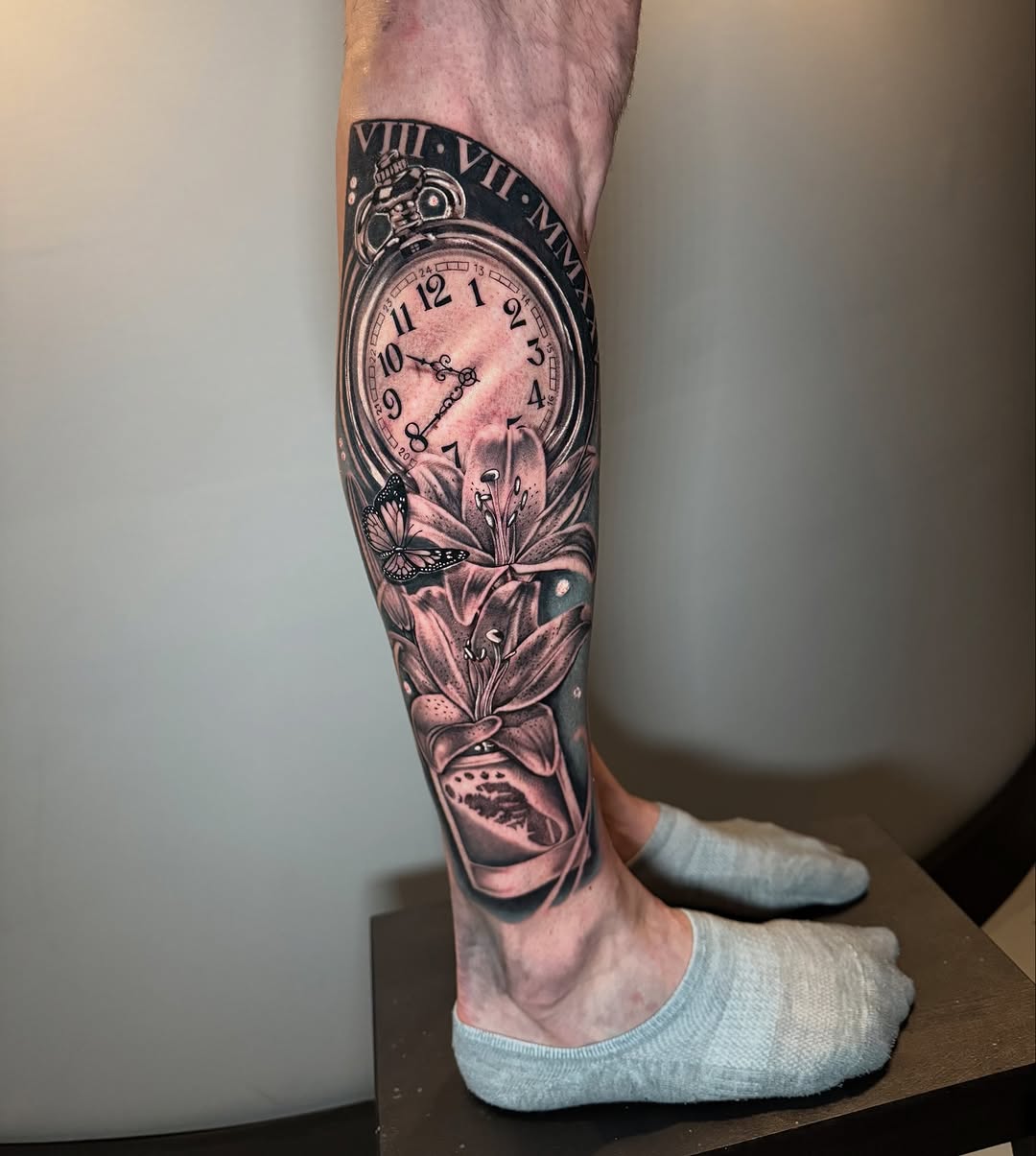 Tattoo by @monicas_tattoos — realism, black_and_grey