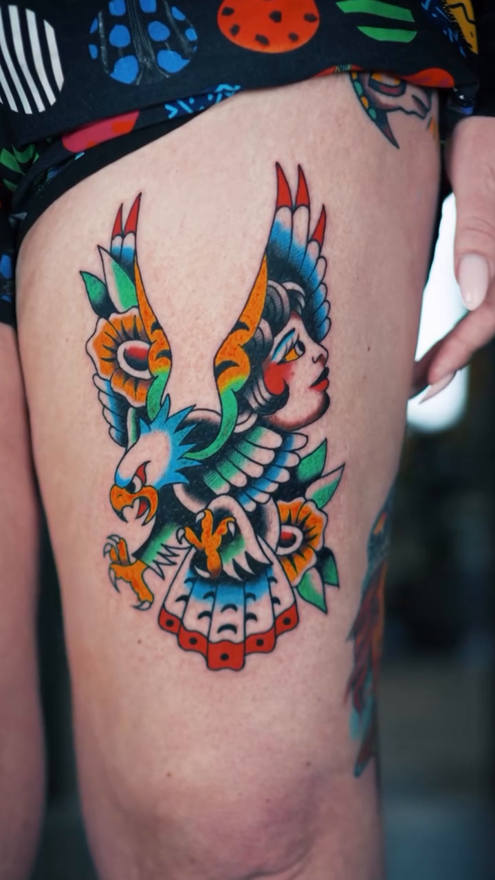 Tattoo by @sweettarttatts — american_traditional, neo_traditional