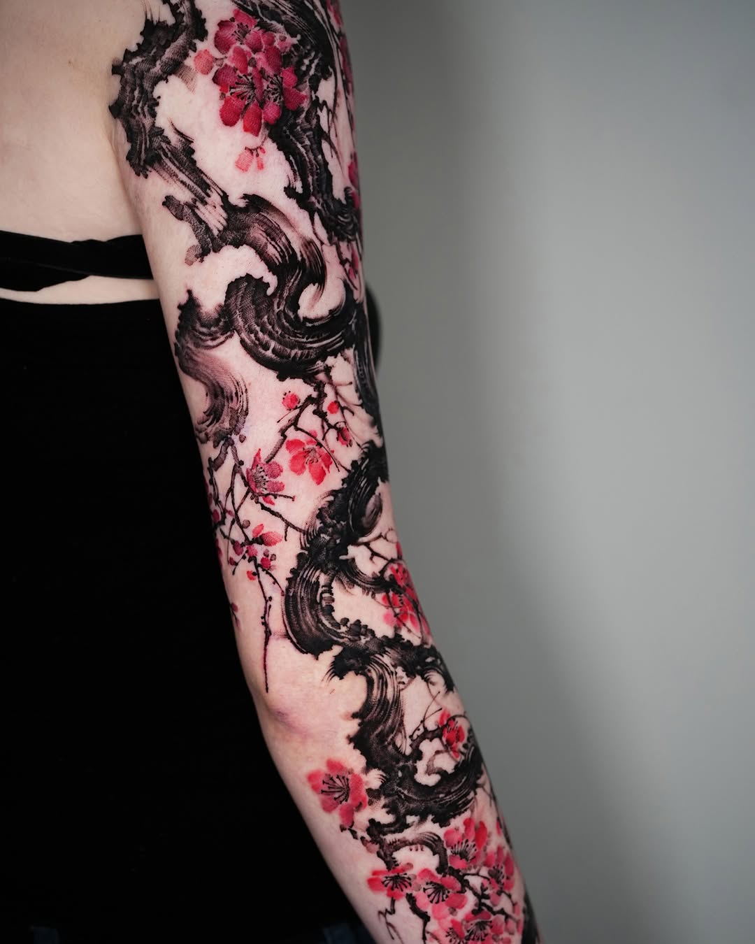 Tattoo by @jiya.brush — japanese_irezumi, watercolor