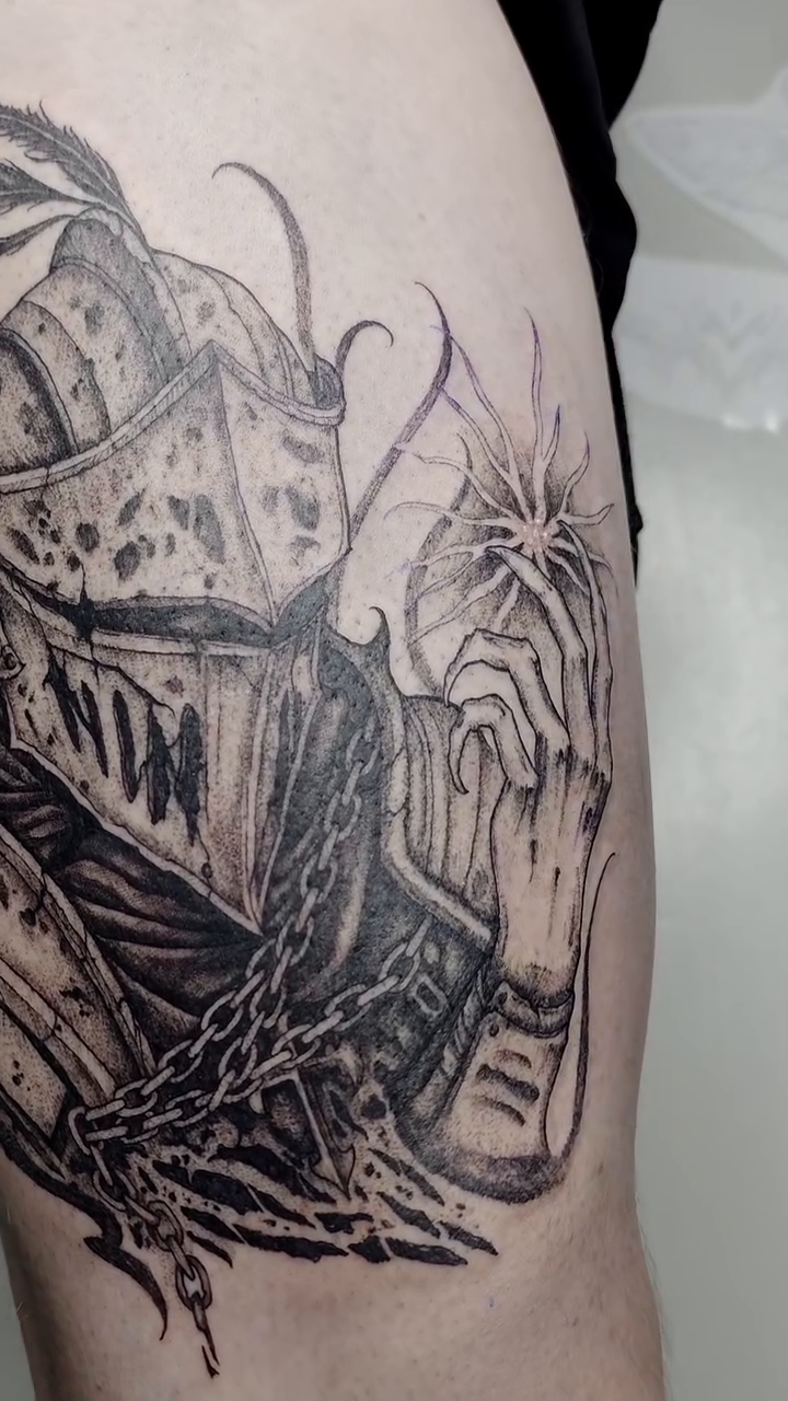 Tattoo by @tattoos.by.dmitry — dark_realism, black_and_grey