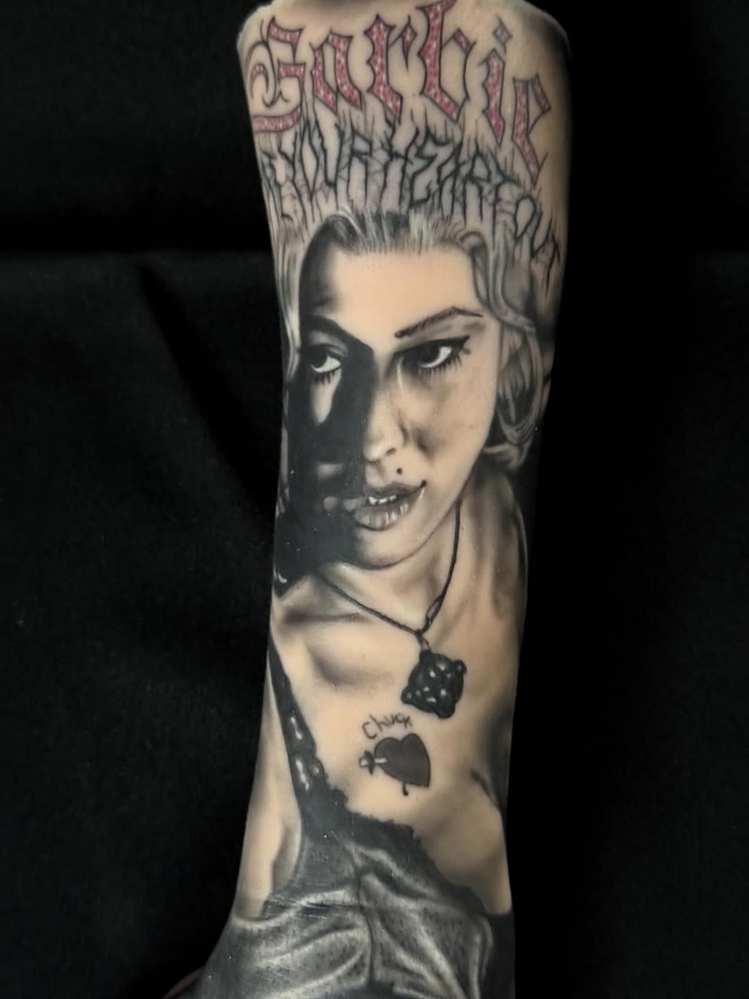 Tattoo by @nikkonyce — realism, lettering_script