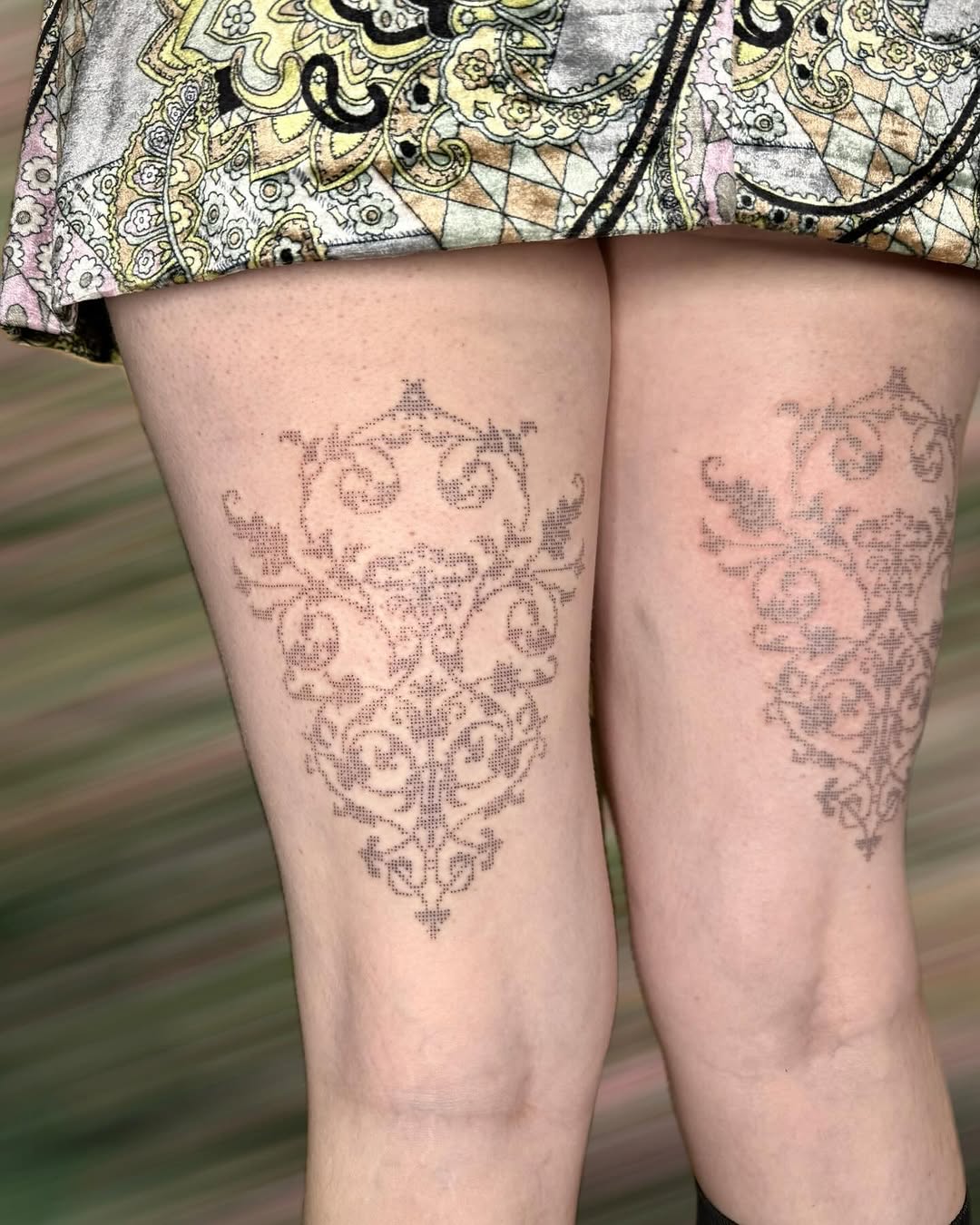 Tattoo by @peachykeentat — dotwork, ornamental