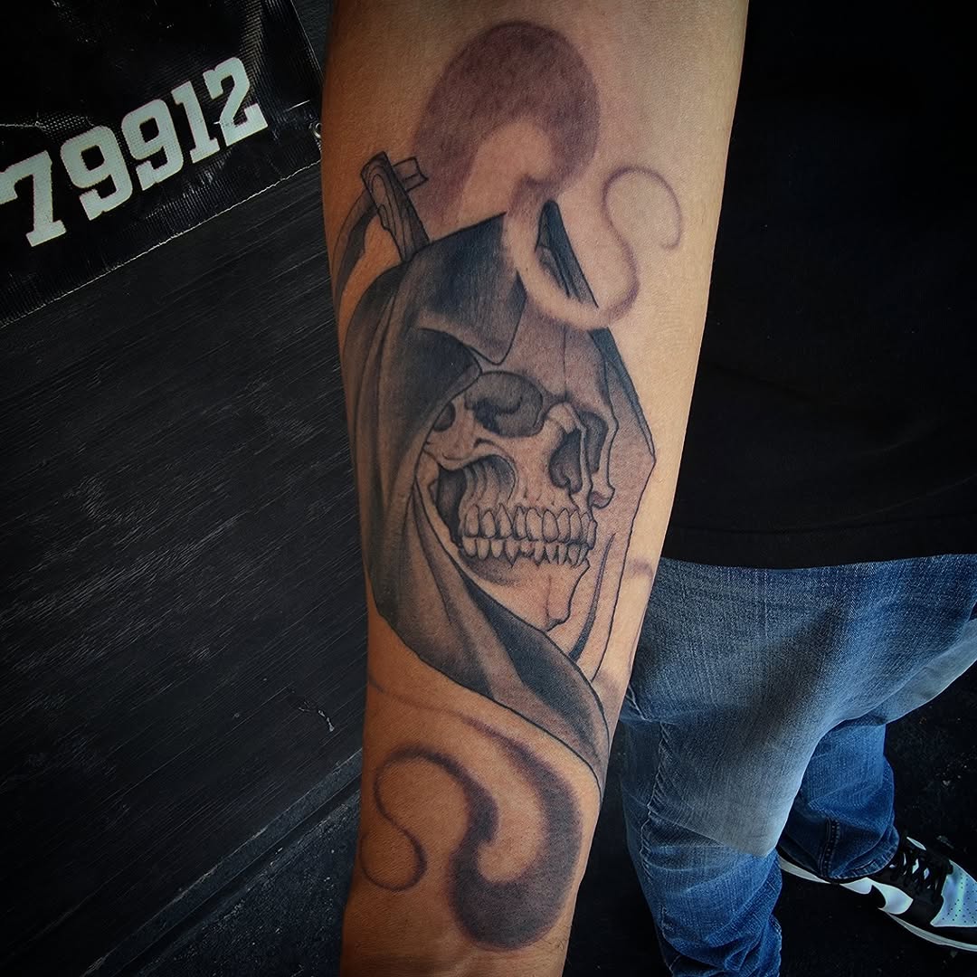 Tattoo by @phatboi915 โ black_and_grey, dark_realism