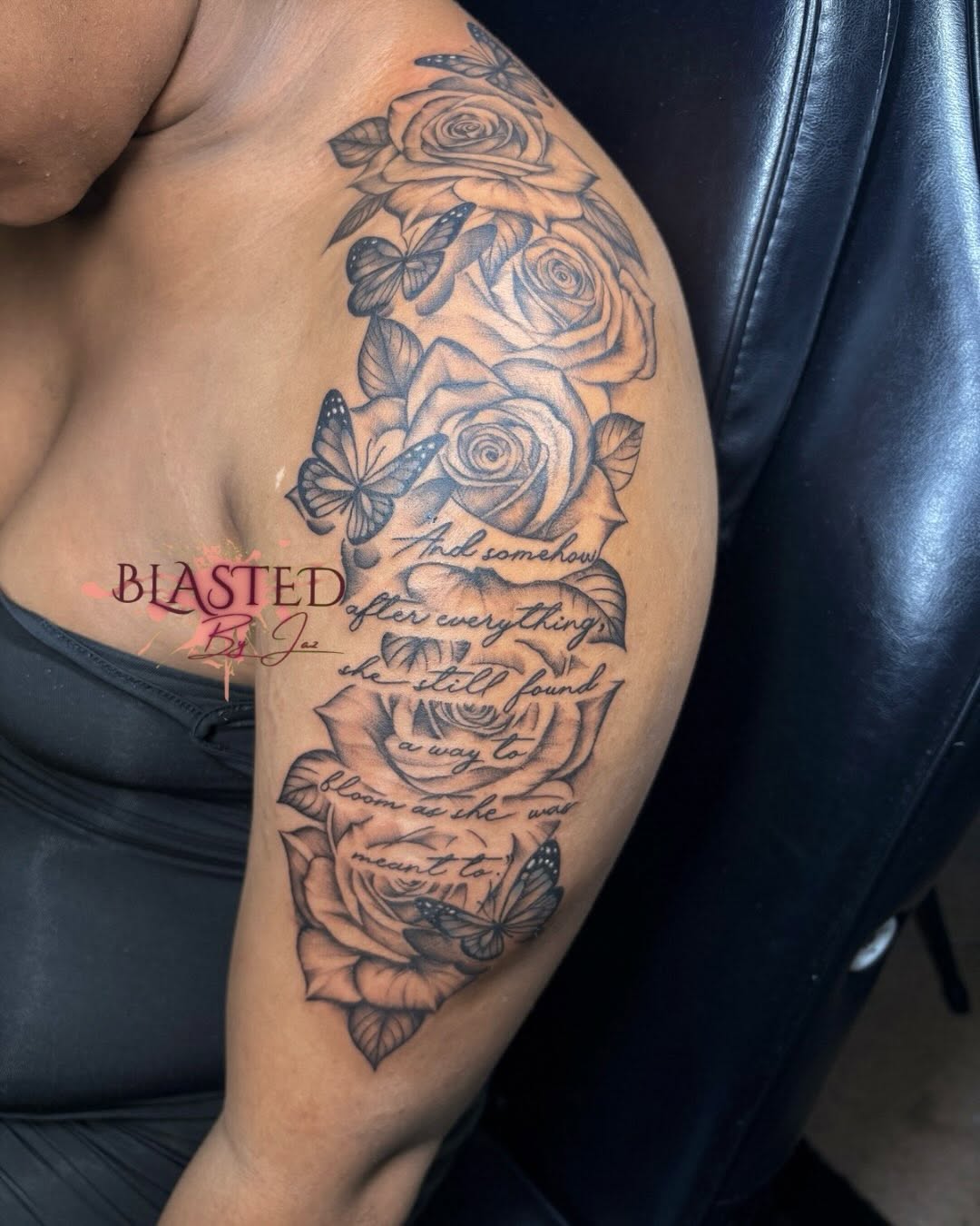 Tattoo by @blastedbyjaz — black_and_grey, illustrative