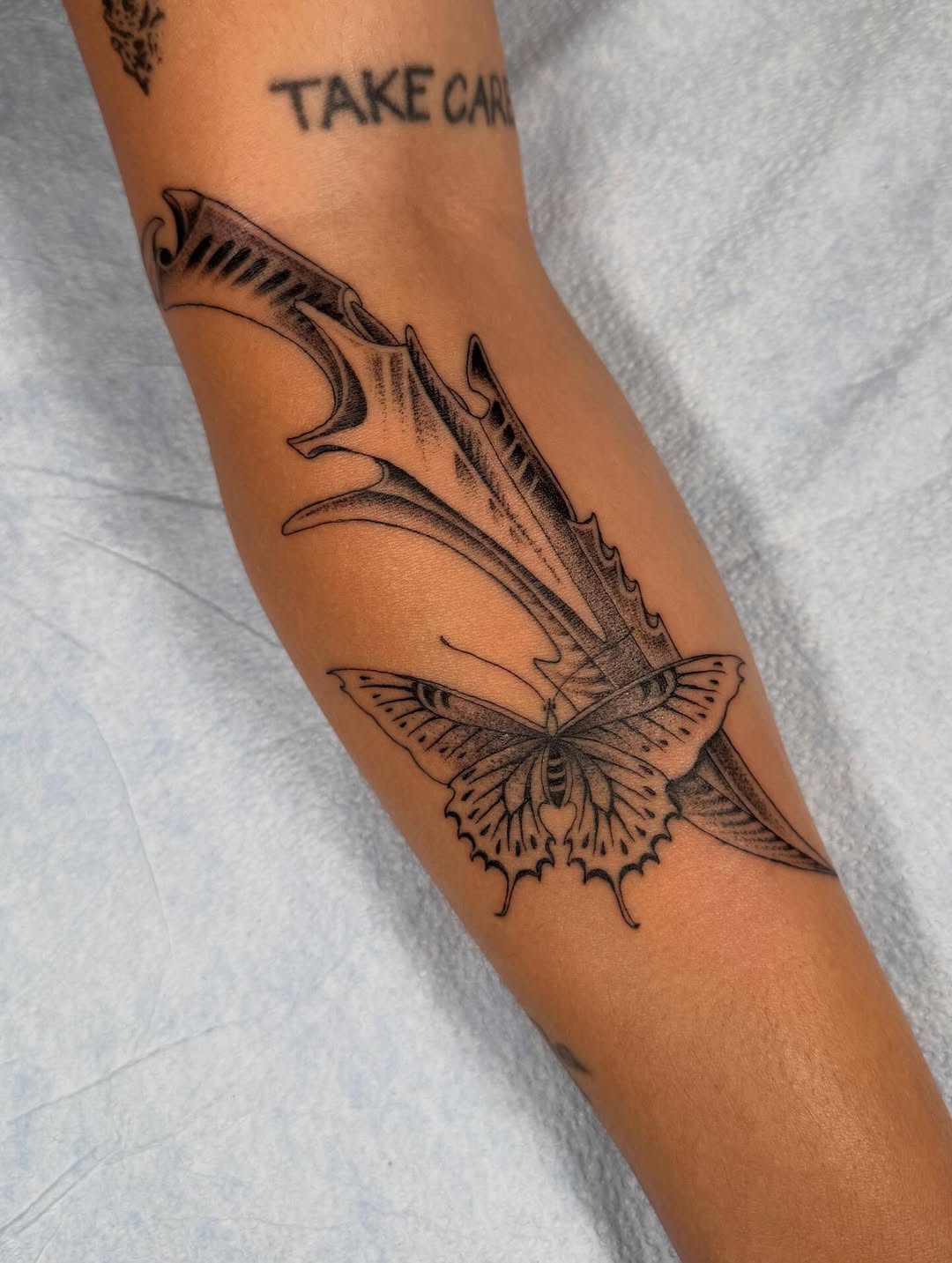 Tattoo by @mothmilk — black_and_grey, fine_line