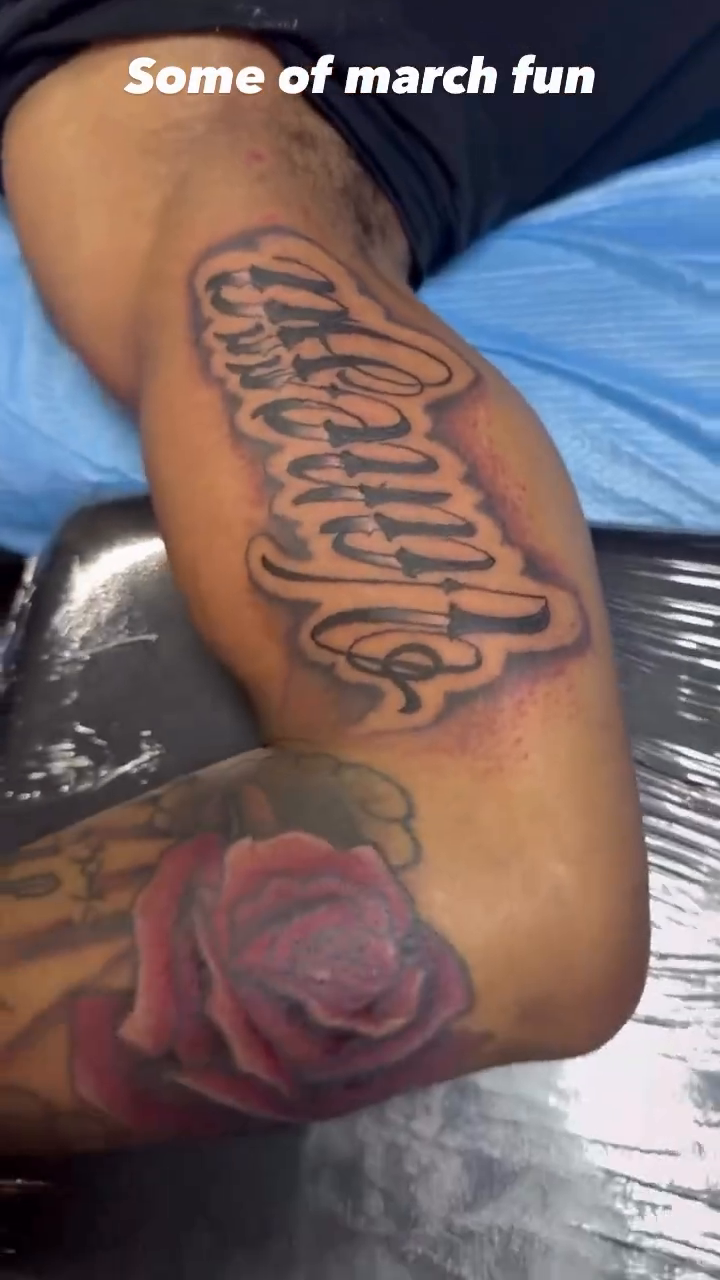 Tattoo by @jamesboytattoo — lettering_script, illustrative