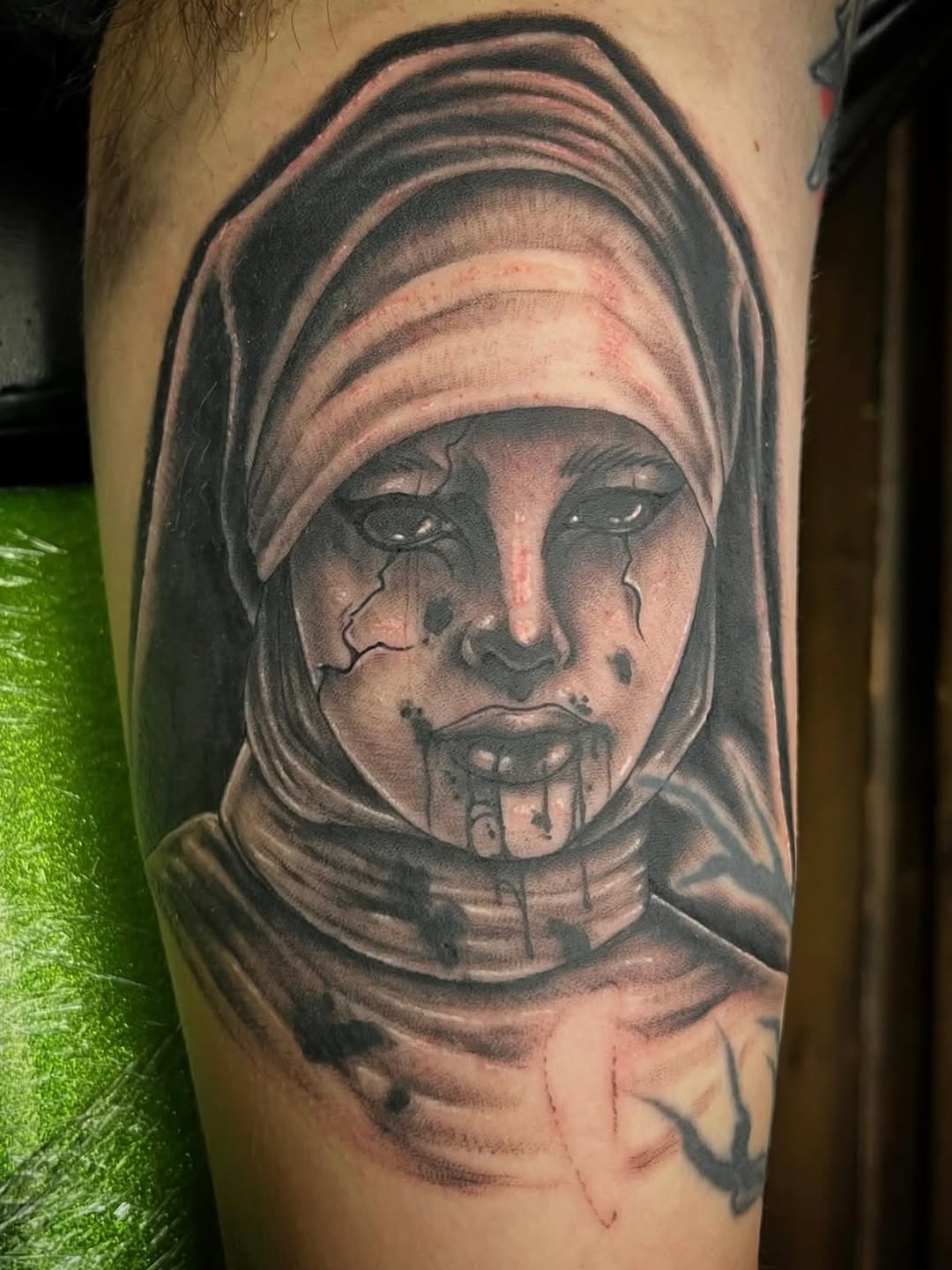 Tattoo by @kumathetattooer — black_and_grey, realism